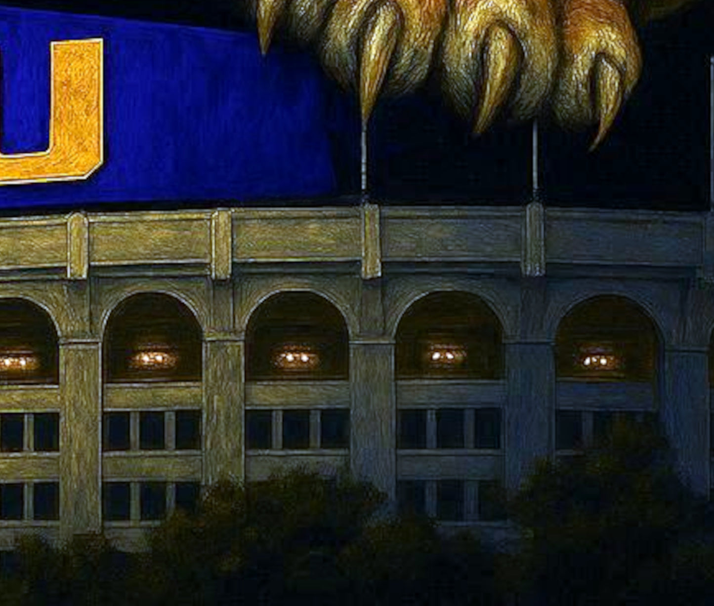 LSU Tiger Stadium Art Print "Death Valley Noir"