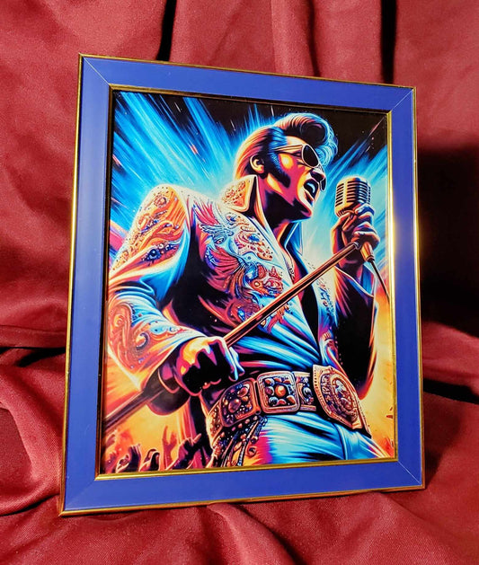 Elvis Presley "On Stage" Glass Art Print