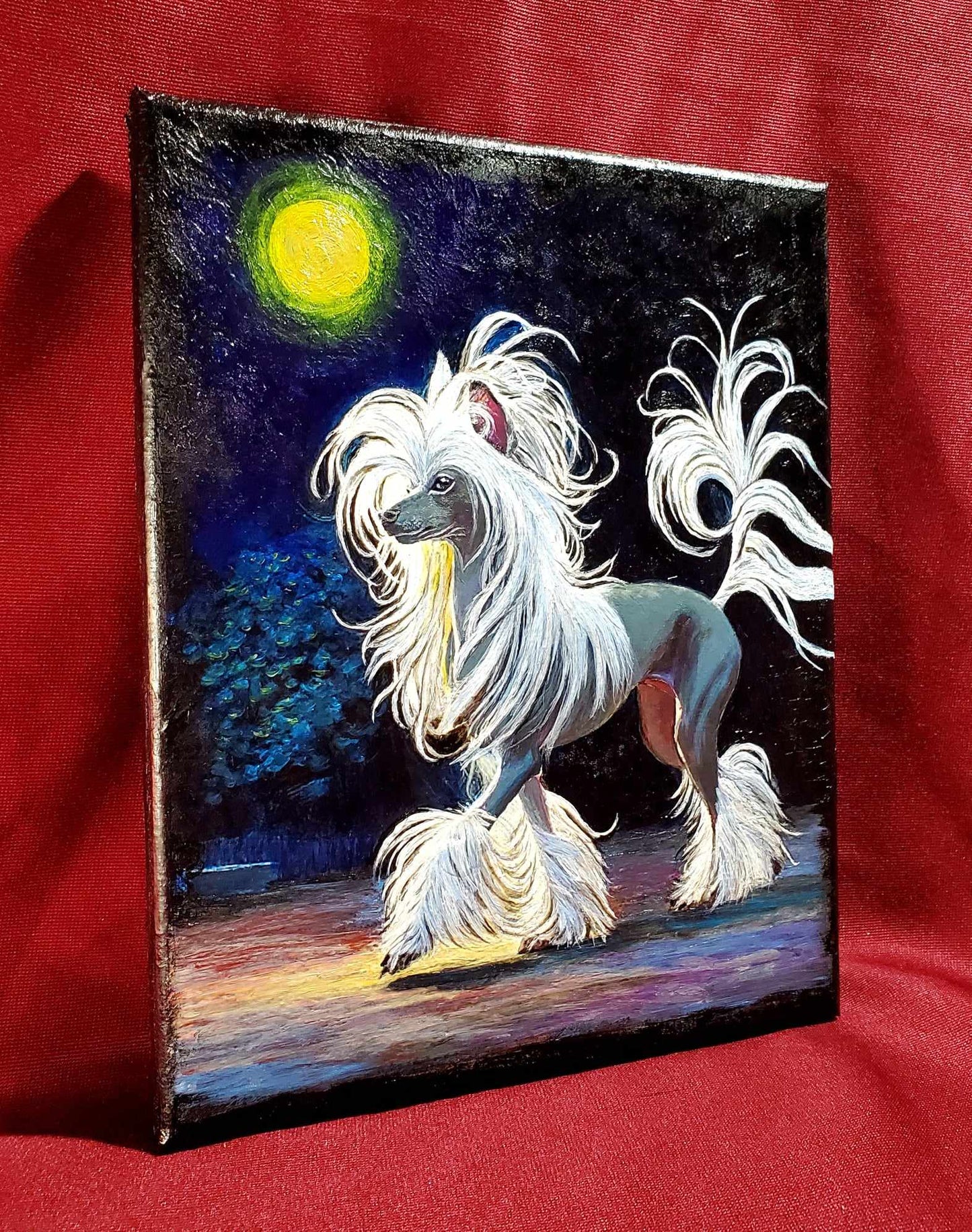 "Chinese Crested in Midnight Garden"