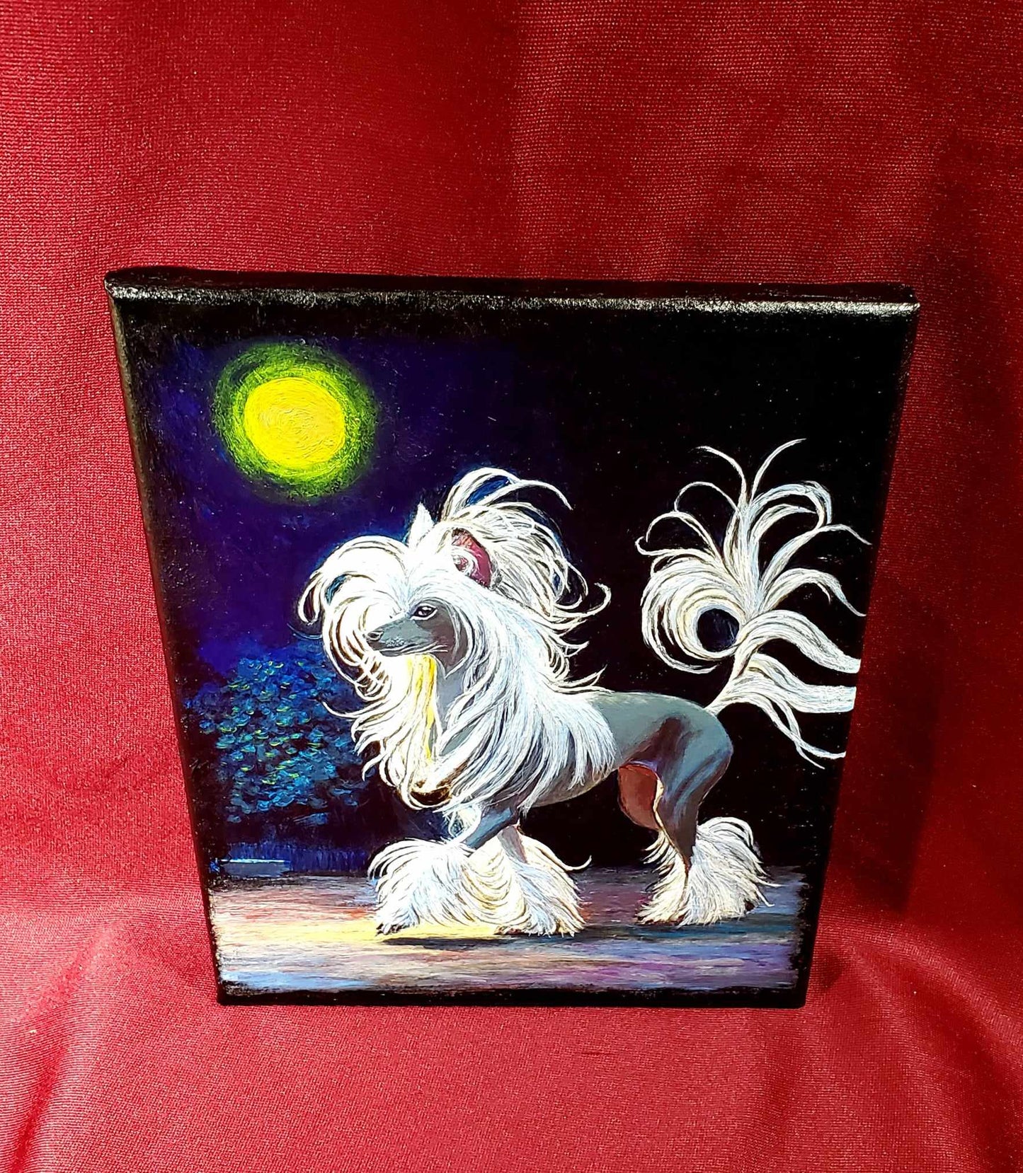 "Chinese Crested in Midnight Garden"