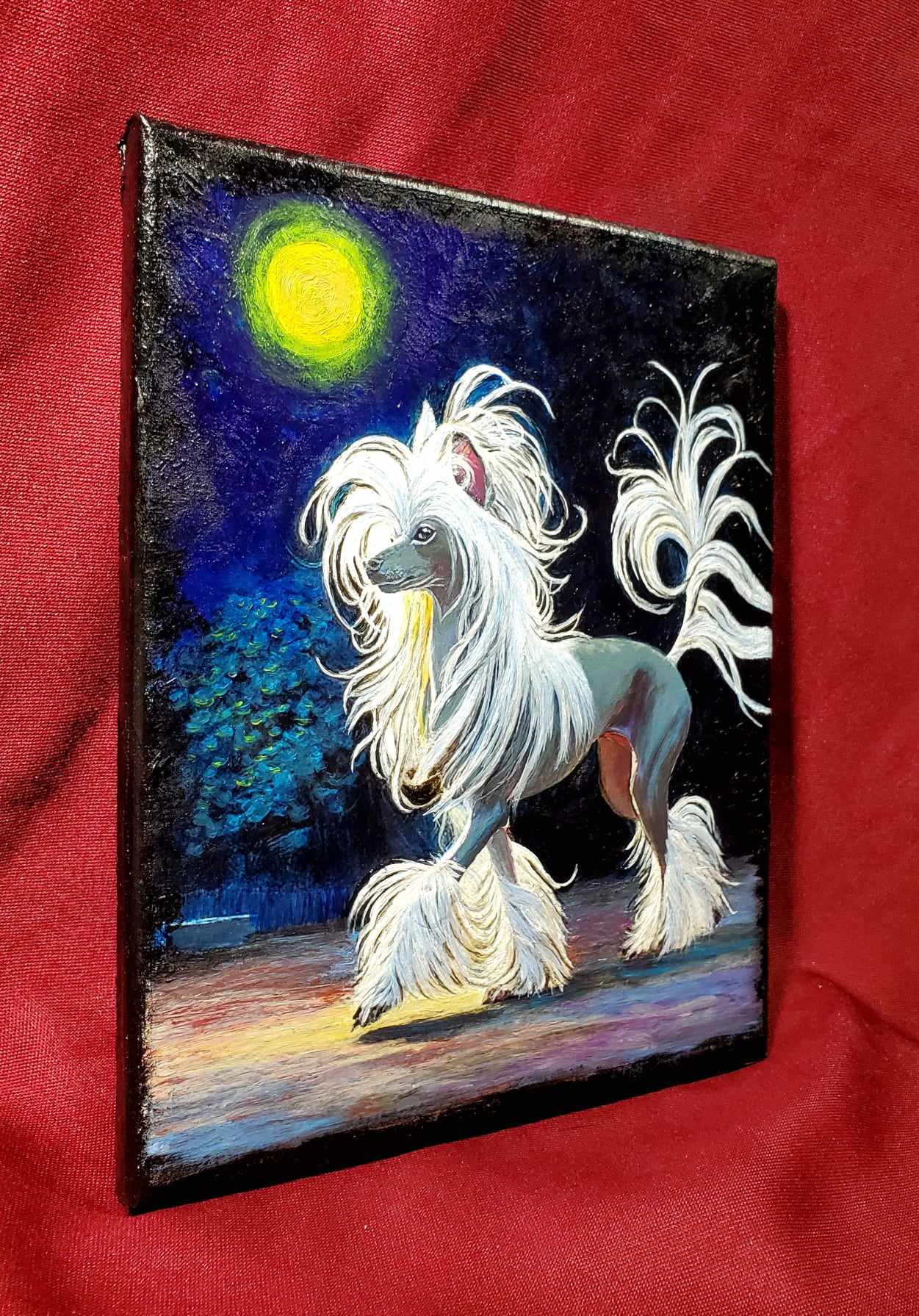 "Chinese Crested in Midnight Garden"