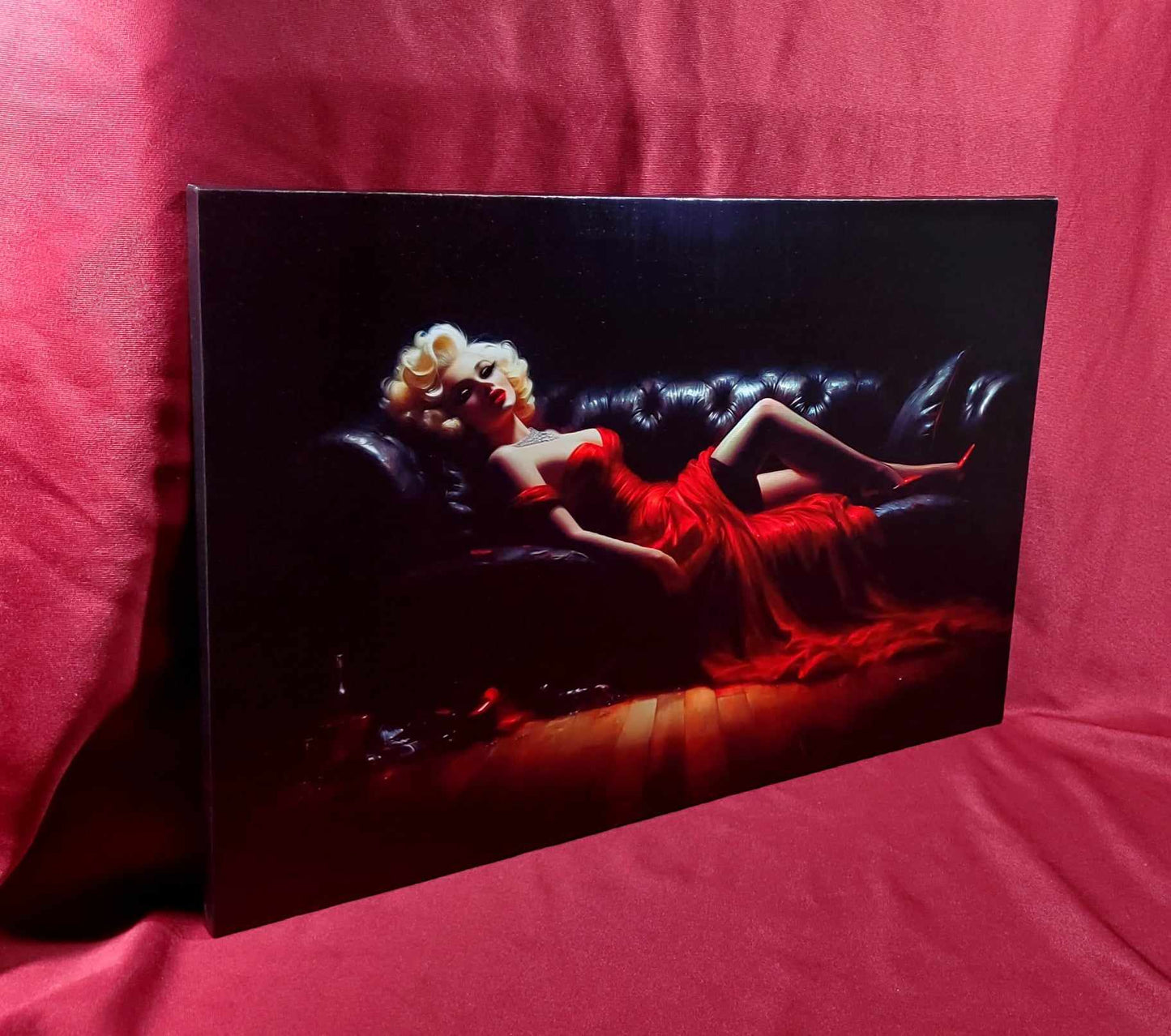 Marilyn Monroe "Black Leather Lounge" Canvas