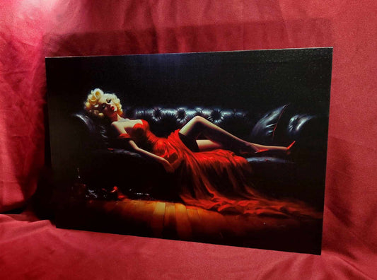 Marilyn Monroe "Black Leather Lounge" Canvas