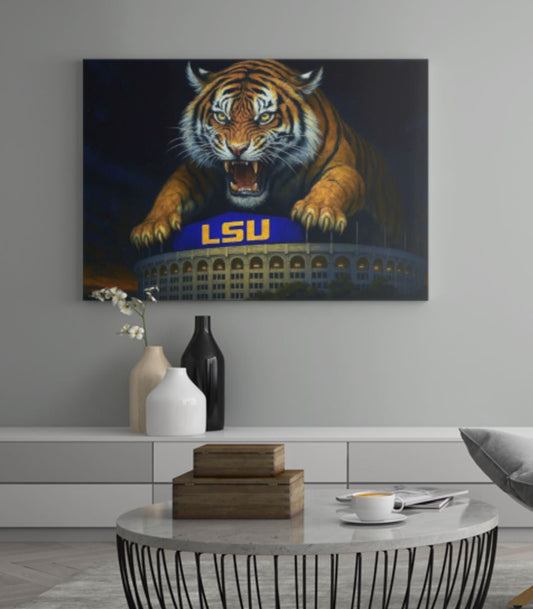 LSU Tiger Stadium Art Print "Death Valley Noir"